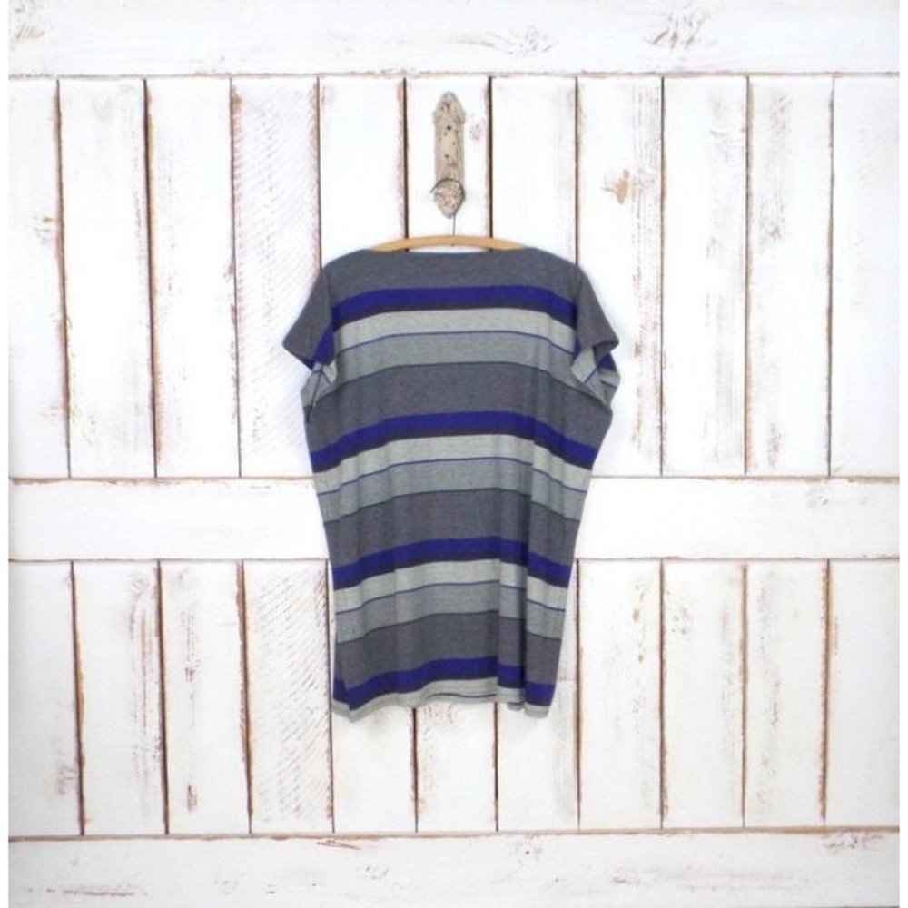 90s vintage basic minimalist grey purple black striped oversized boxy tshirt